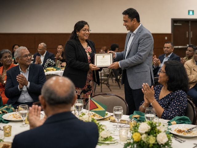 A volunteer receiving a certificate at the appreciation dinner